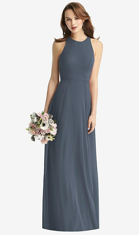 【STYLE: TH011】Sleeveless Halter Chiffon Maxi Dress【COLOR: Silverstone】