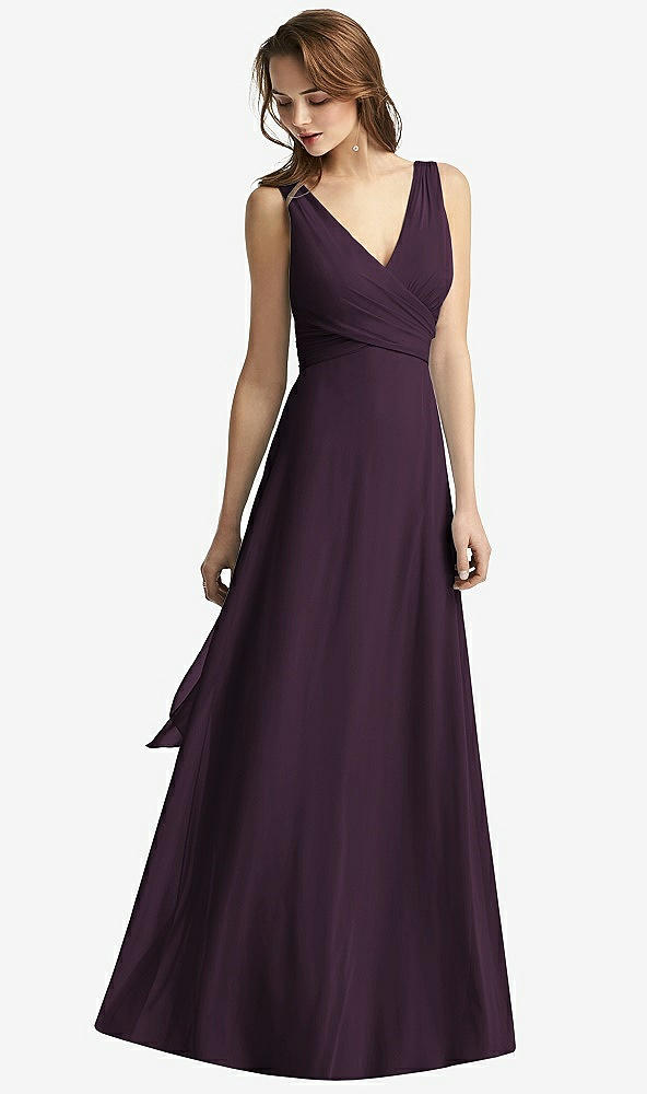 【STYLE: TH012】Sleeveless V-Neck Chiffon Wrap Dress【COLOR: Aubergine】