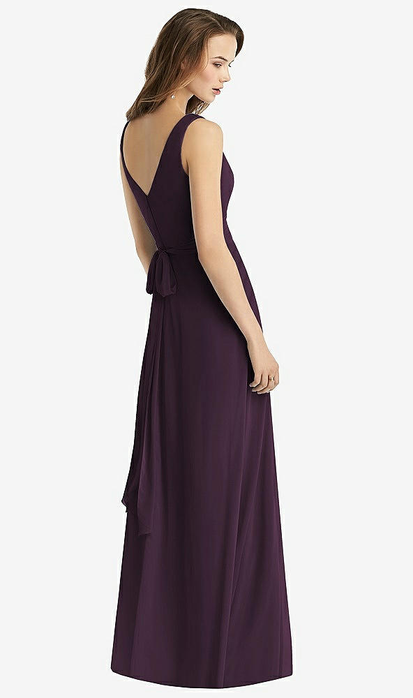 【STYLE: TH012】Sleeveless V-Neck Chiffon Wrap Dress【COLOR: Aubergine】