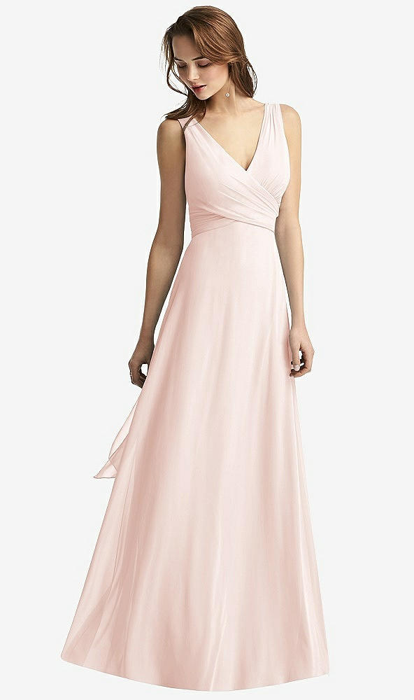 【STYLE: TH012】Sleeveless V-Neck Chiffon Wrap Dress【COLOR: Blush】