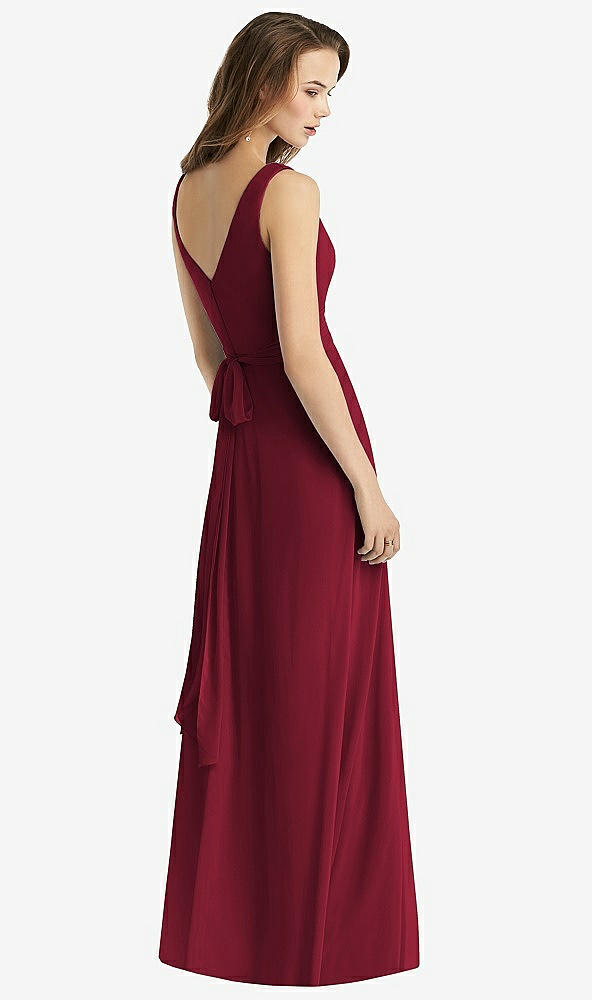 【STYLE: TH012】Sleeveless V-Neck Chiffon Wrap Dress【COLOR: Burgundy】