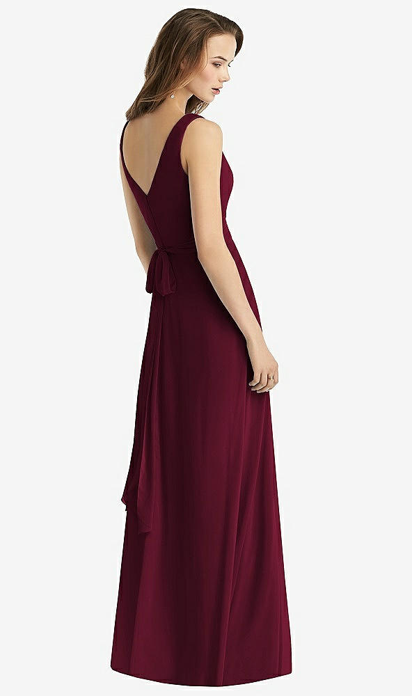 【STYLE: TH012】Sleeveless V-Neck Chiffon Wrap Dress【COLOR: Cabernet】