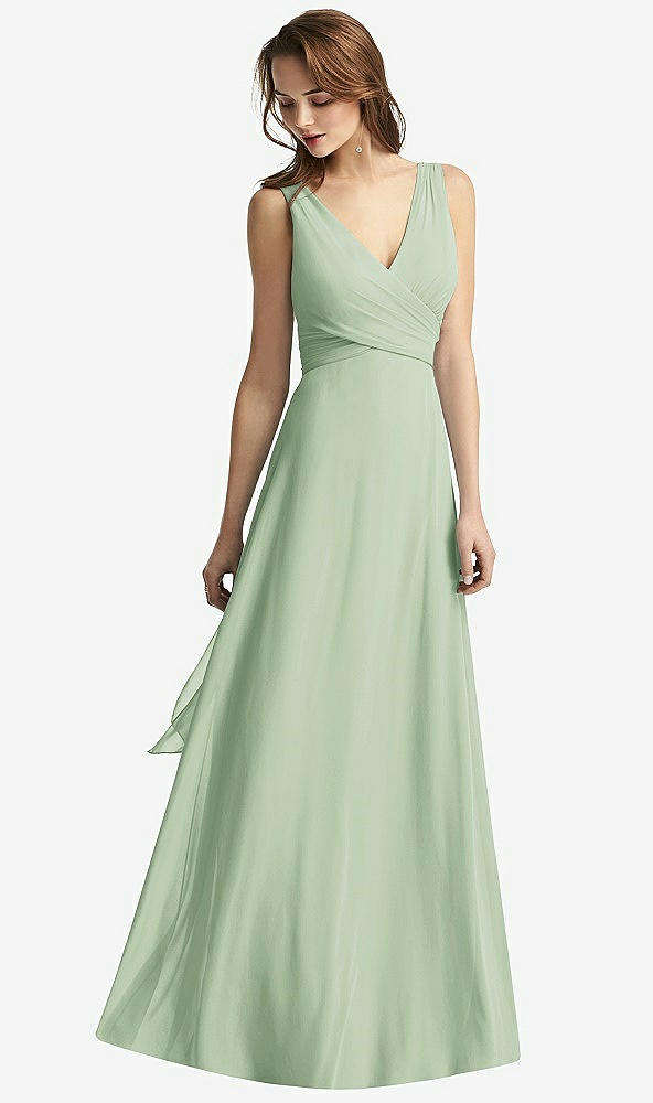 【STYLE: TH012】Sleeveless V-Neck Chiffon Wrap Dress【COLOR: Celadon】