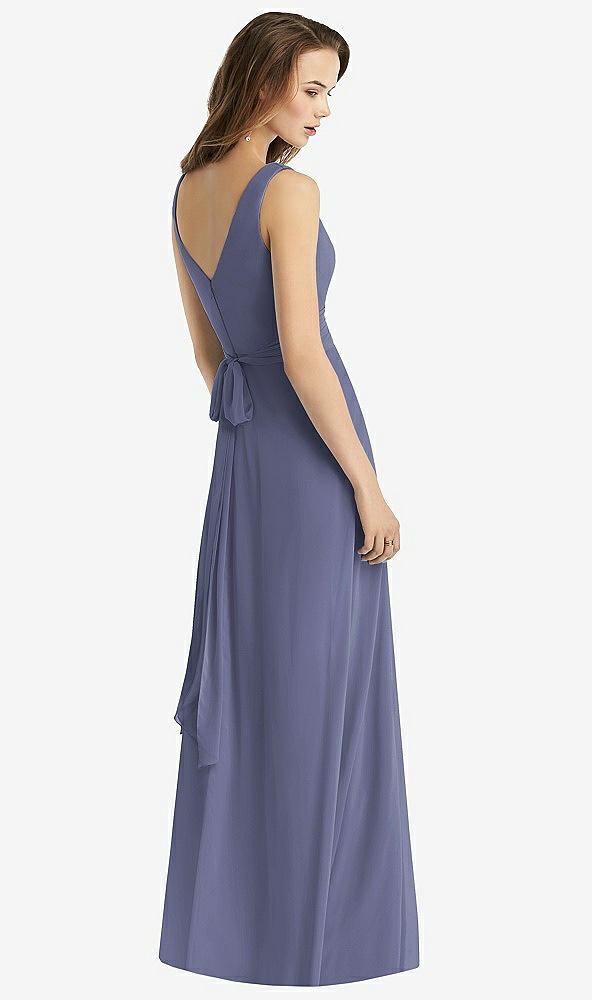 【STYLE: TH012】Sleeveless V-Neck Chiffon Wrap Dress【COLOR: French Blue】