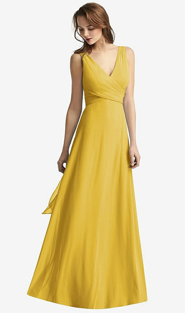 【STYLE: TH012】Sleeveless V-Neck Chiffon Wrap Dress【COLOR: Marigold】