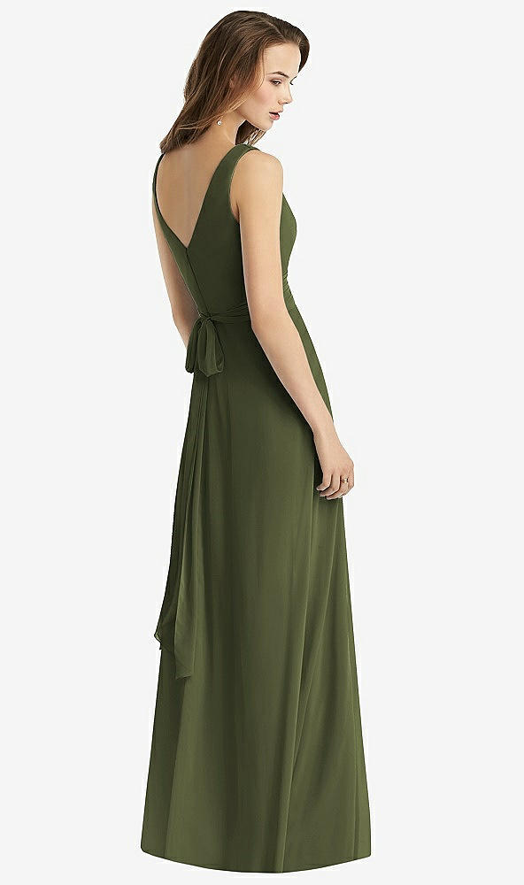 【STYLE: TH012】Sleeveless V-Neck Chiffon Wrap Dress【COLOR: Olive Green】