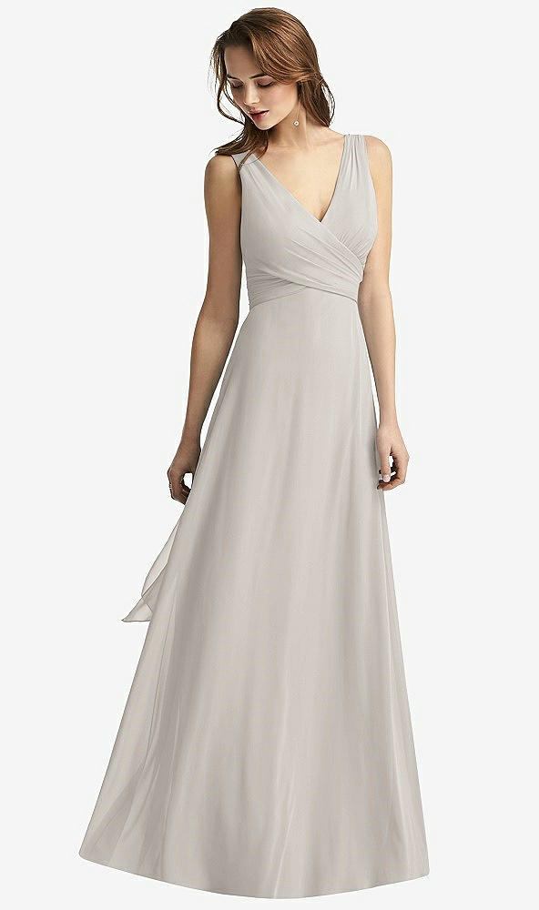 【STYLE: TH012】Sleeveless V-Neck Chiffon Wrap Dress【COLOR: Oyster】