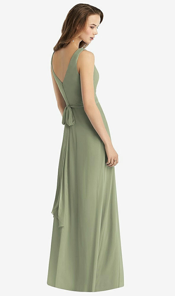 【STYLE: TH012】Sleeveless V-Neck Chiffon Wrap Dress【COLOR: Sage】