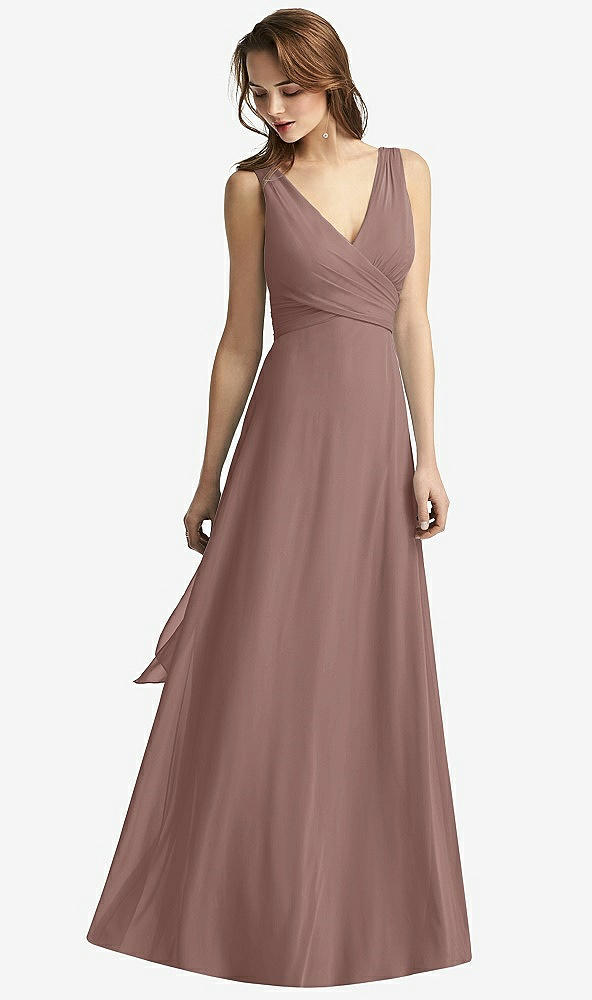 【STYLE: TH012】Sleeveless V-Neck Chiffon Wrap Dress【COLOR: Sienna】