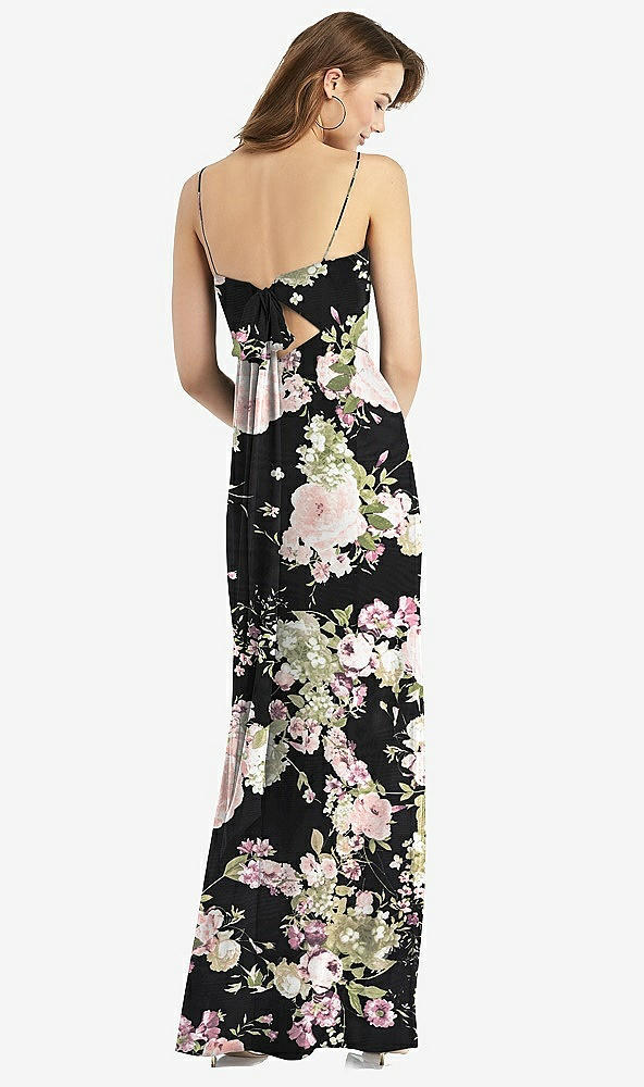 【STYLE: TH013】Tie-Back Cutout Trumpet Gown with Front Slit【COLOR: Noir Garden】