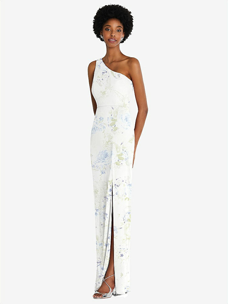 【NEW】【STYLE: TH014】ワンショルダー シフォン トランペット ガウン【COLOR: Bleu Garden】【SIZE: 00-30W】