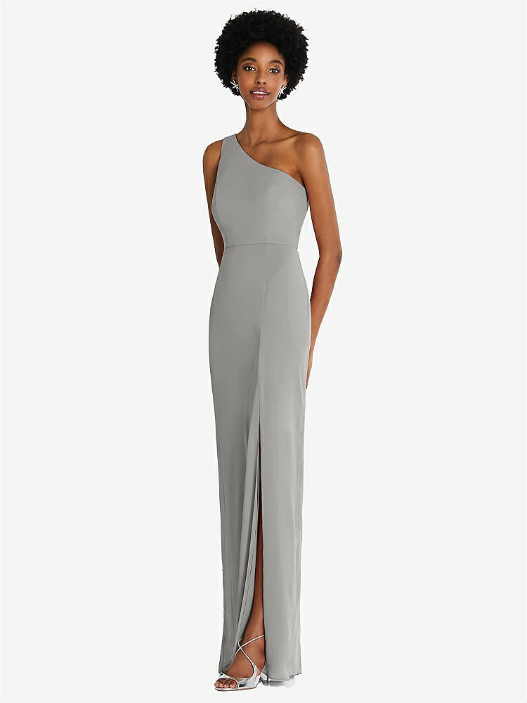 【NEW】【STYLE: TH014】ワンショルダー シフォン トランペット ガウン【COLOR: Chelsea Gray】【SIZE: 00-30W】