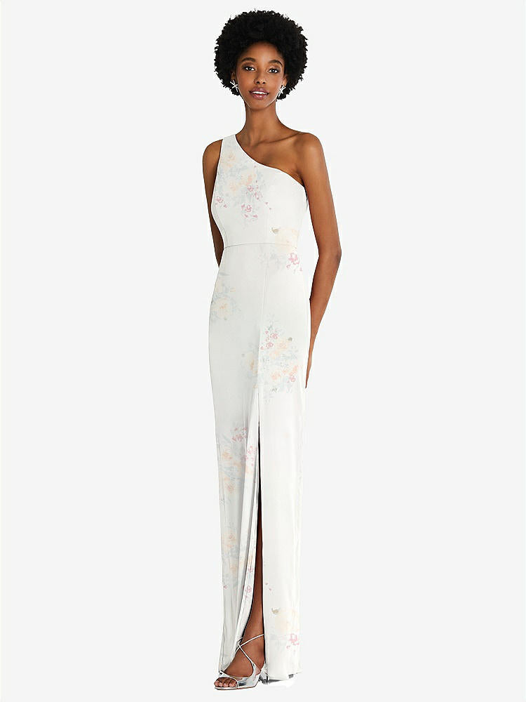 【STYLE: TH014】One-Shoulder Chiffon Trumpet Gown【COLOR: Spring Fling】