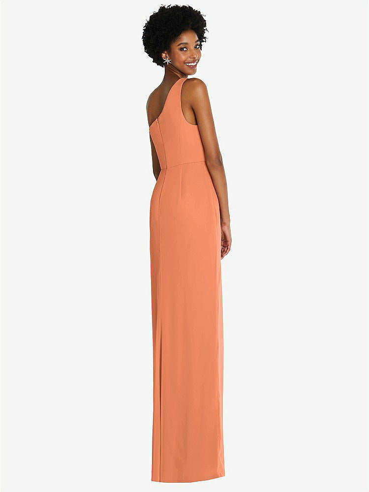 【STYLE: TH014】One-Shoulder Chiffon Trumpet Gown【COLOR: Sweet Melon】