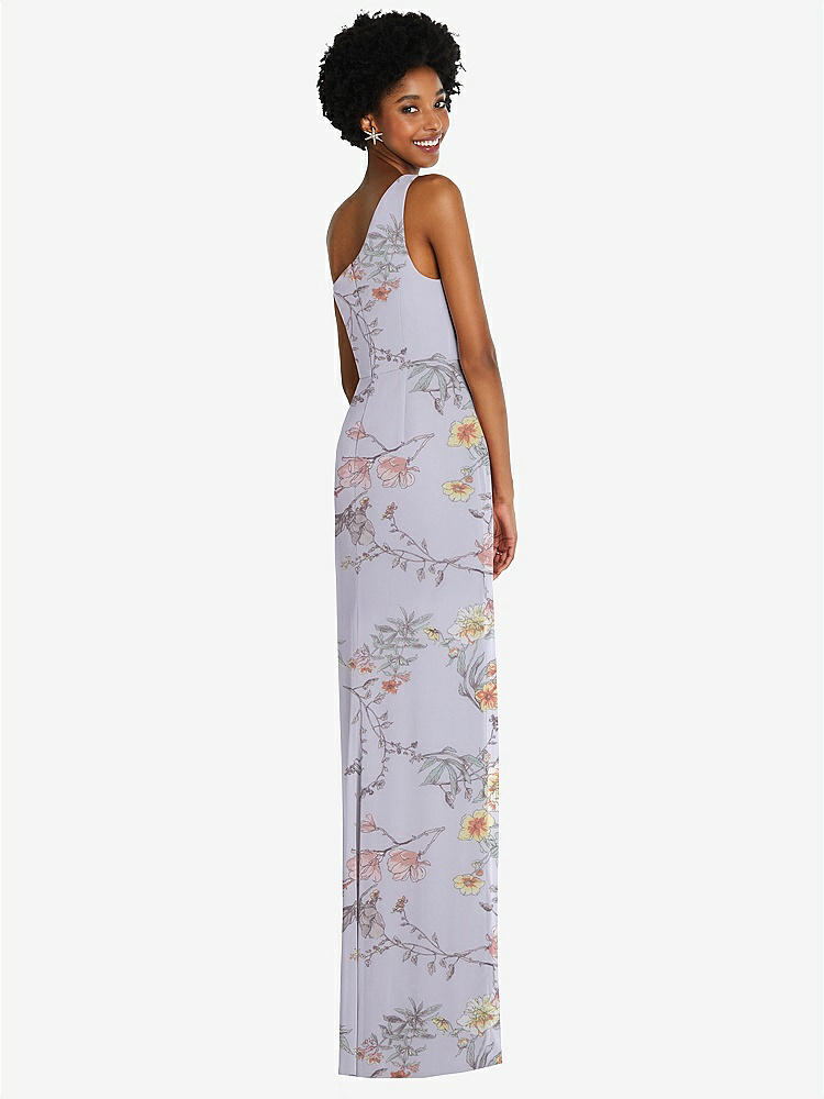 【STYLE: TH014】One-Shoulder Chiffon Trumpet Gown【COLOR: Butterfly Botanica Silver Dove】