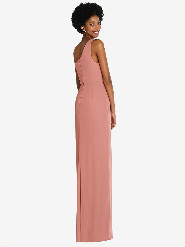 【STYLE: TH014】One-Shoulder Chiffon Trumpet Gown【COLOR: Desert Rose】