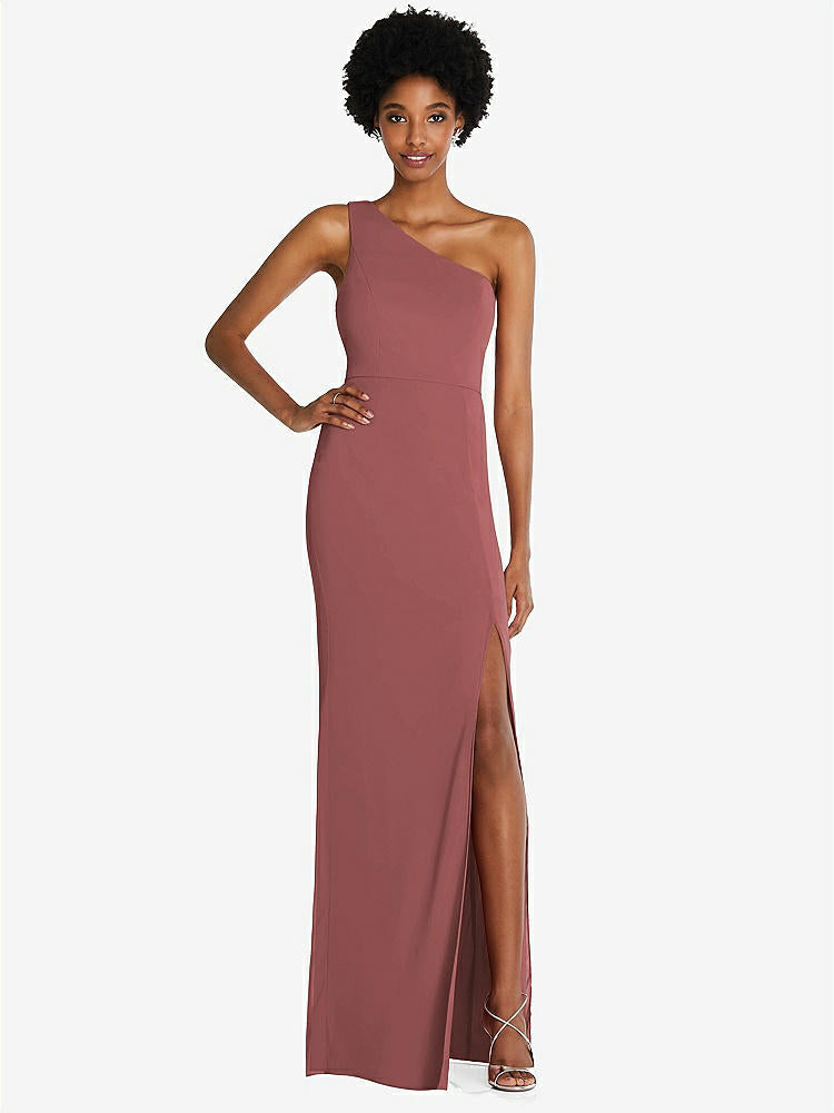 【STYLE: TH014】One-Shoulder Chiffon Trumpet Gown【COLOR: English Rose】