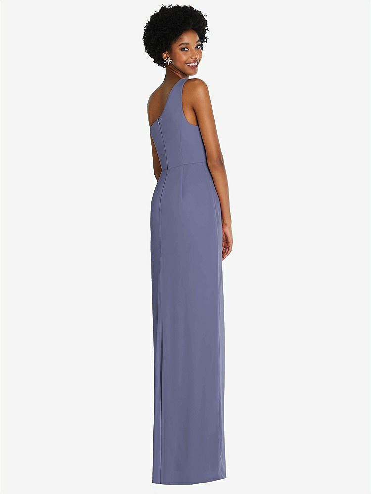 【STYLE: TH014】One-Shoulder Chiffon Trumpet Gown【COLOR: French Blue】