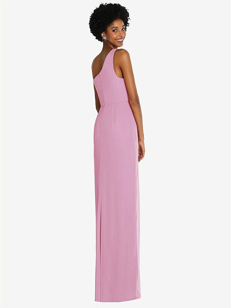 【STYLE: TH014】One-Shoulder Chiffon Trumpet Gown【COLOR: Powder Pink】