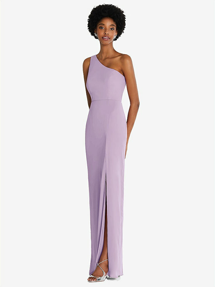 【NEW】【STYLE: TH014】ワンショルダー シフォン トランペット ガウン【COLOR: Pale Purple】【SIZE: 00-30W】