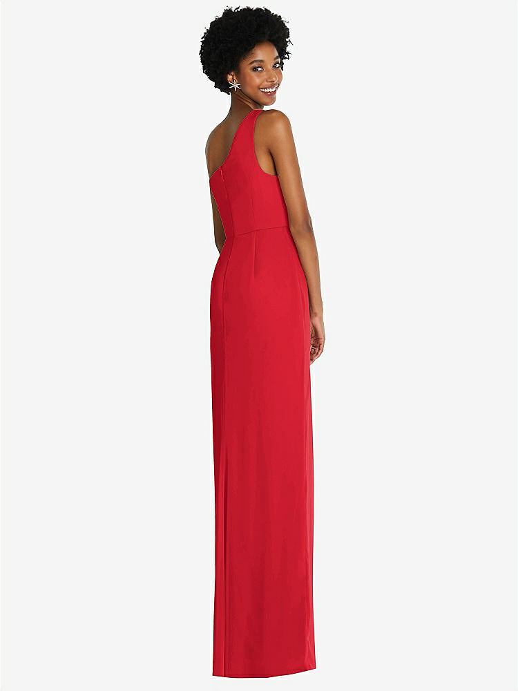 【STYLE: TH014】One-Shoulder Chiffon Trumpet Gown【COLOR: Parisian Red】