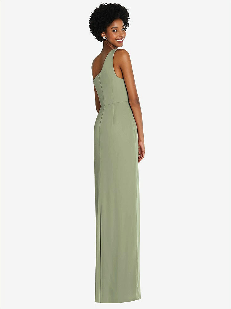 【STYLE: TH014】One-Shoulder Chiffon Trumpet Gown【COLOR: Sage】