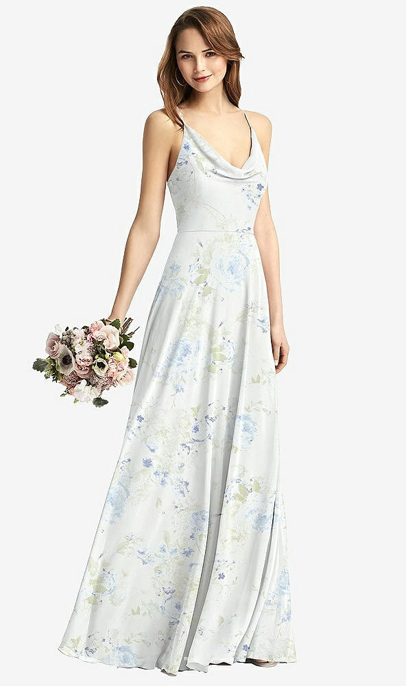 【STYLE: TH015】Cowl Neck Criss Cross Back Maxi Dress【COLOR: Bleu Garden】