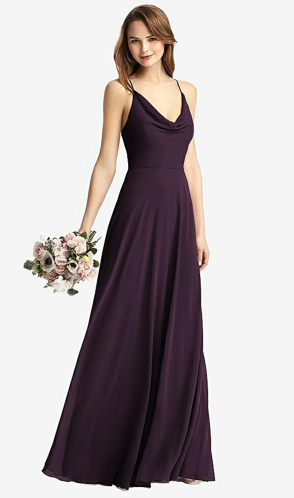 【STYLE: TH015】Cowl Neck Criss Cross Back Maxi Dress【COLOR: Aubergine】