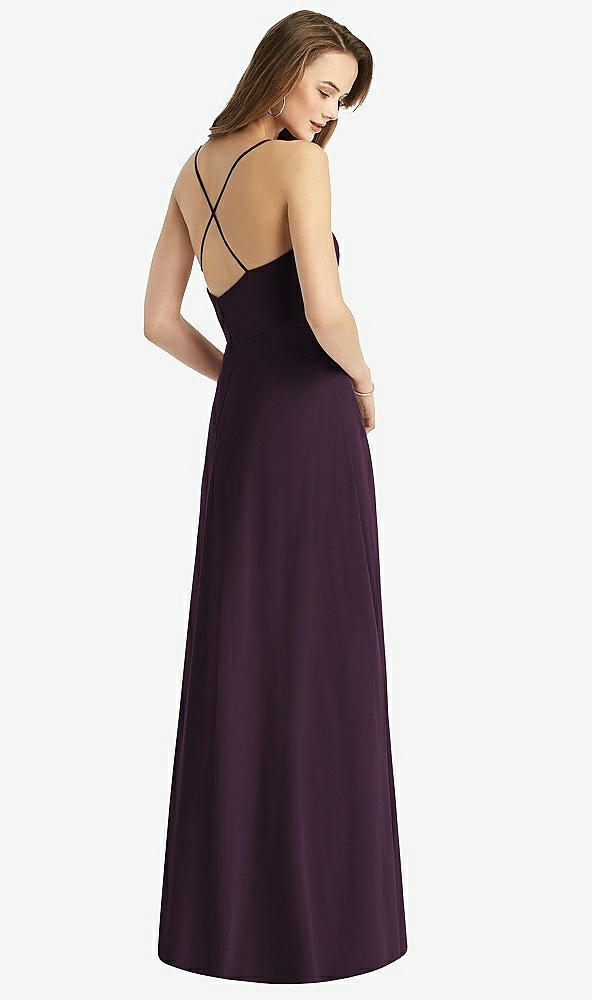 【STYLE: TH015】Cowl Neck Criss Cross Back Maxi Dress【COLOR: Aubergine】