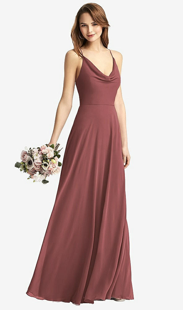 【STYLE: TH015】Cowl Neck Criss Cross Back Maxi Dress【COLOR: English Rose】