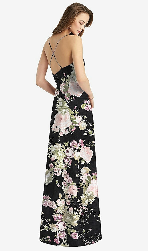 【STYLE: TH015】Cowl Neck Criss Cross Back Maxi Dress【COLOR: Noir Garden】