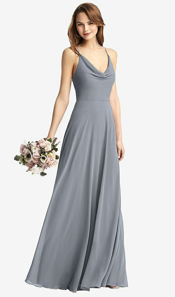 【STYLE: TH015】Cowl Neck Criss Cross Back Maxi Dress【COLOR: Platinum】