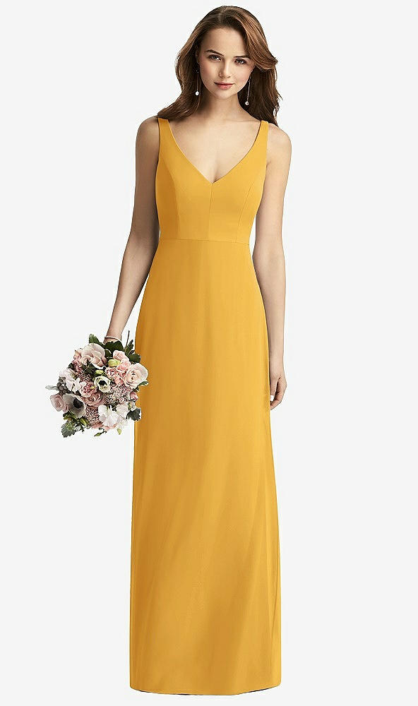 【STYLE: TH016】Sleeveless V-Back Long Trumpet Gown【COLOR: NYC Yellow】