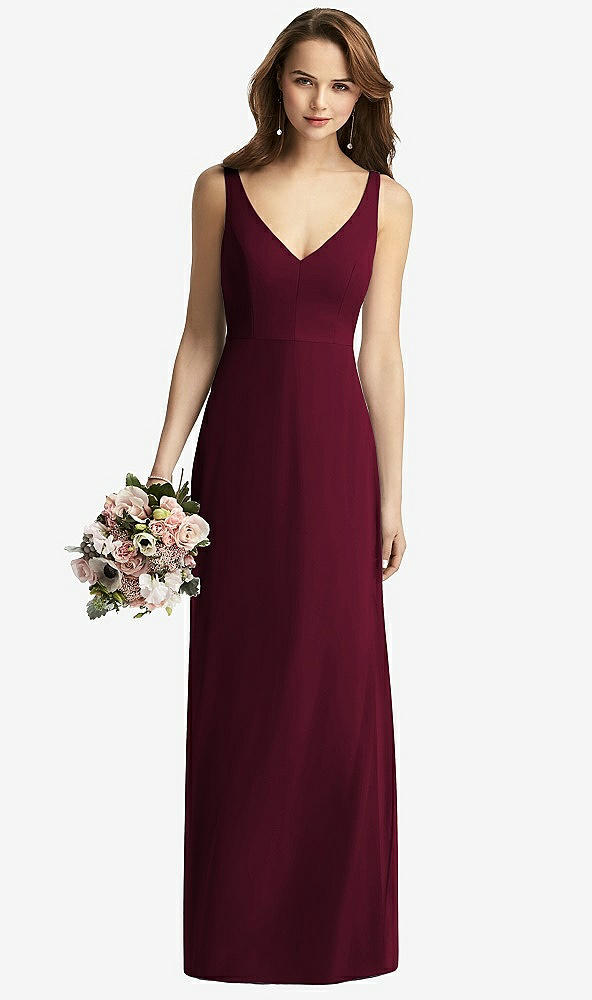 【STYLE: TH016】Sleeveless V-Back Long Trumpet Gown【COLOR: Cabernet】