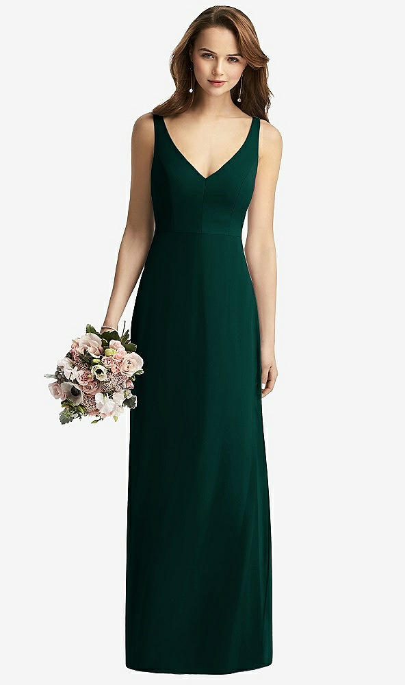 【STYLE: TH016】Sleeveless V-Back Long Trumpet Gown【COLOR: Evergreen】