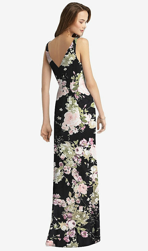 【STYLE: TH016】Sleeveless V-Back Long Trumpet Gown【COLOR: Noir Garden】