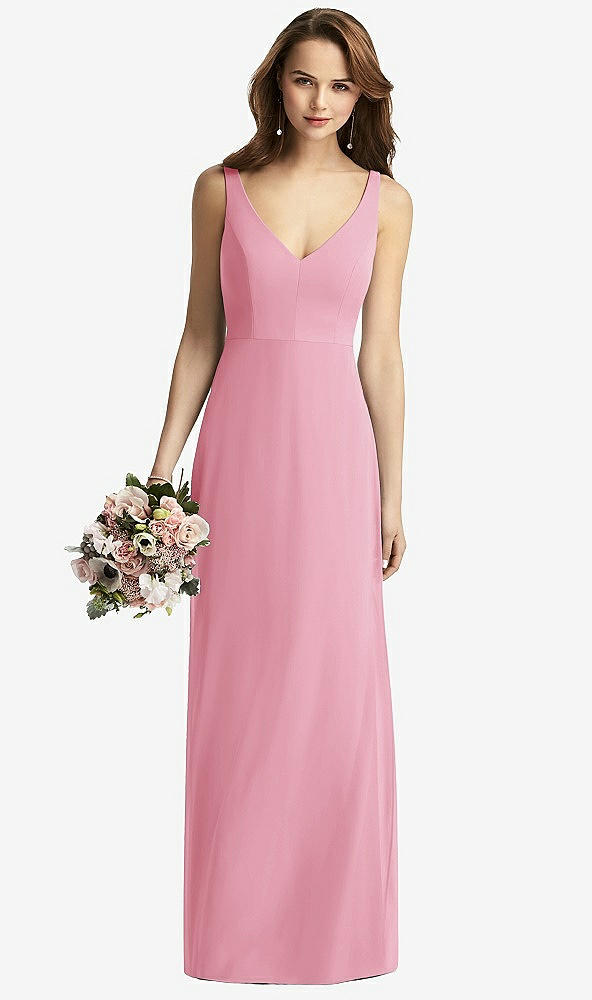 【STYLE: TH016】Sleeveless V-Back Long Trumpet Gown【COLOR: Peony Pink】