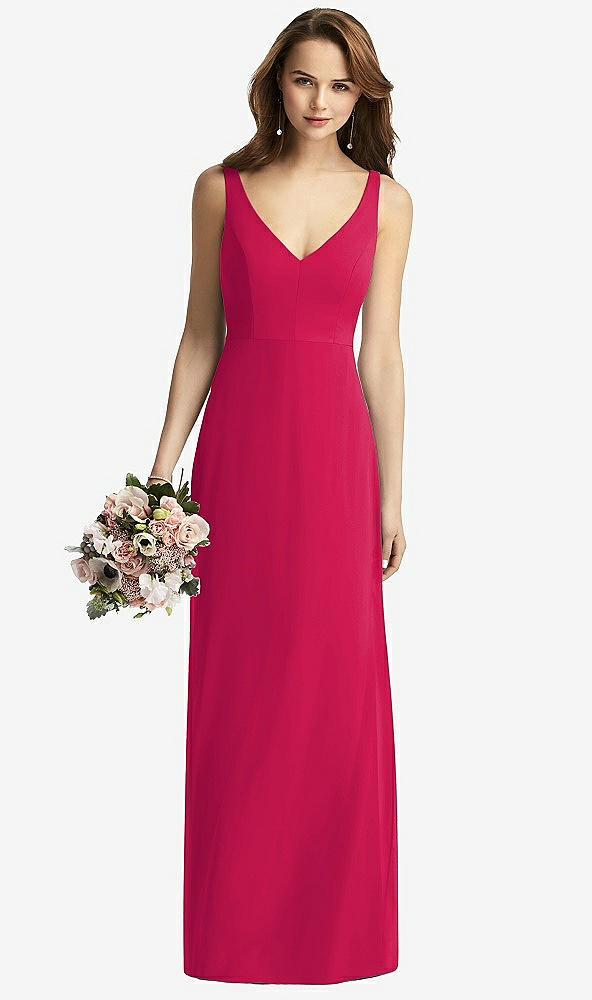 【STYLE: TH016】Sleeveless V-Back Long Trumpet Gown【COLOR: Vivid Pink】