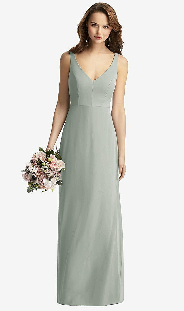 【STYLE: TH016】Sleeveless V-Back Long Trumpet Gown【COLOR: Willow Green】