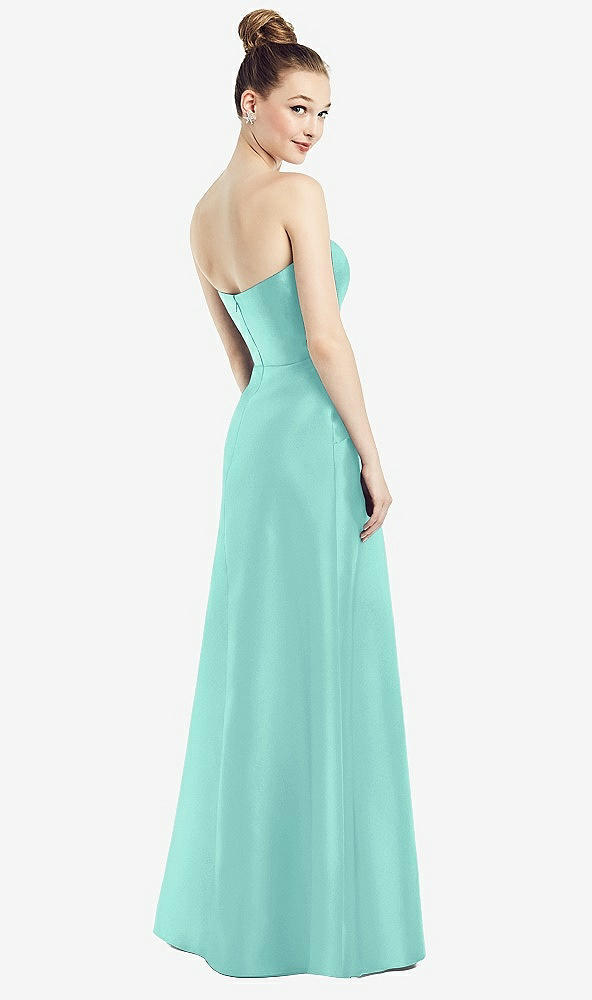 【STYLE: D774】Strapless Notch Satin Gown with Pockets【COLOR: Coastal】