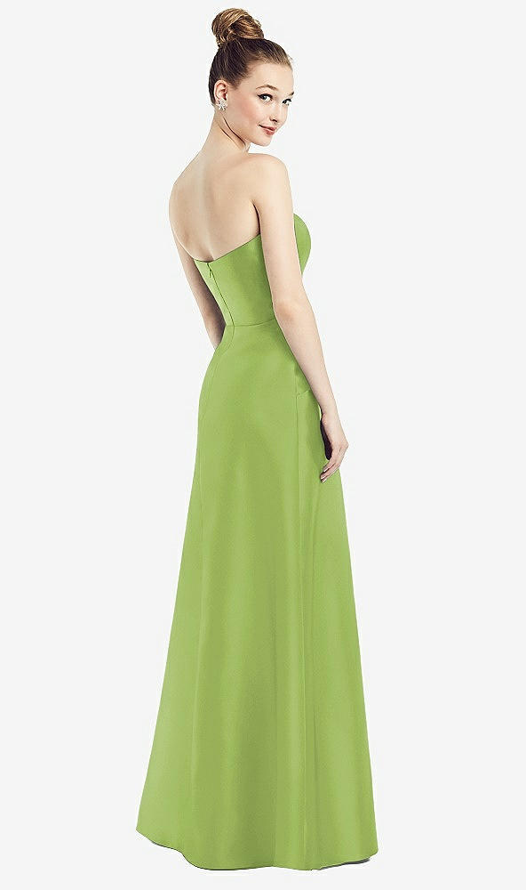 【STYLE: D774】Strapless Notch Satin Gown with Pockets【COLOR: Mojito】