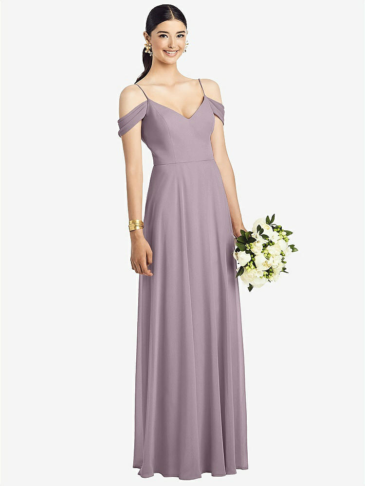 【NEW】【STYLE: 1526】コールドショルダー Vバック シフォン マキシ ドレス【COLOR: Lilac Dusk】【SIZE: 00-30W】