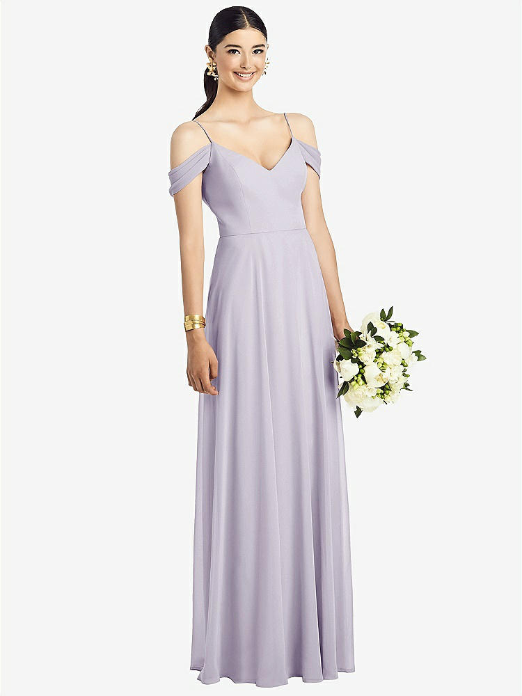 【NEW】【STYLE: 1526】コールドショルダー Vバック シフォン マキシ ドレス【COLOR: Moondance】【SIZE: 00-30W】