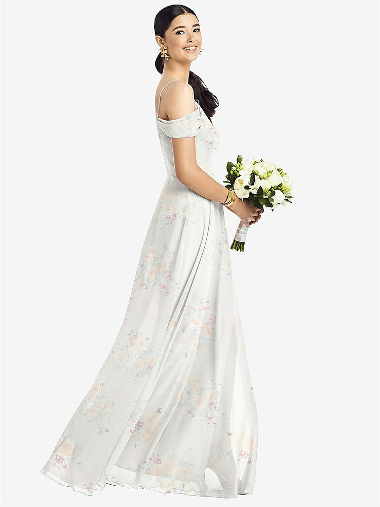 【STYLE: 1526】Cold-Shoulder V-Back Chiffon Maxi Dress【COLOR: Spring Fling】