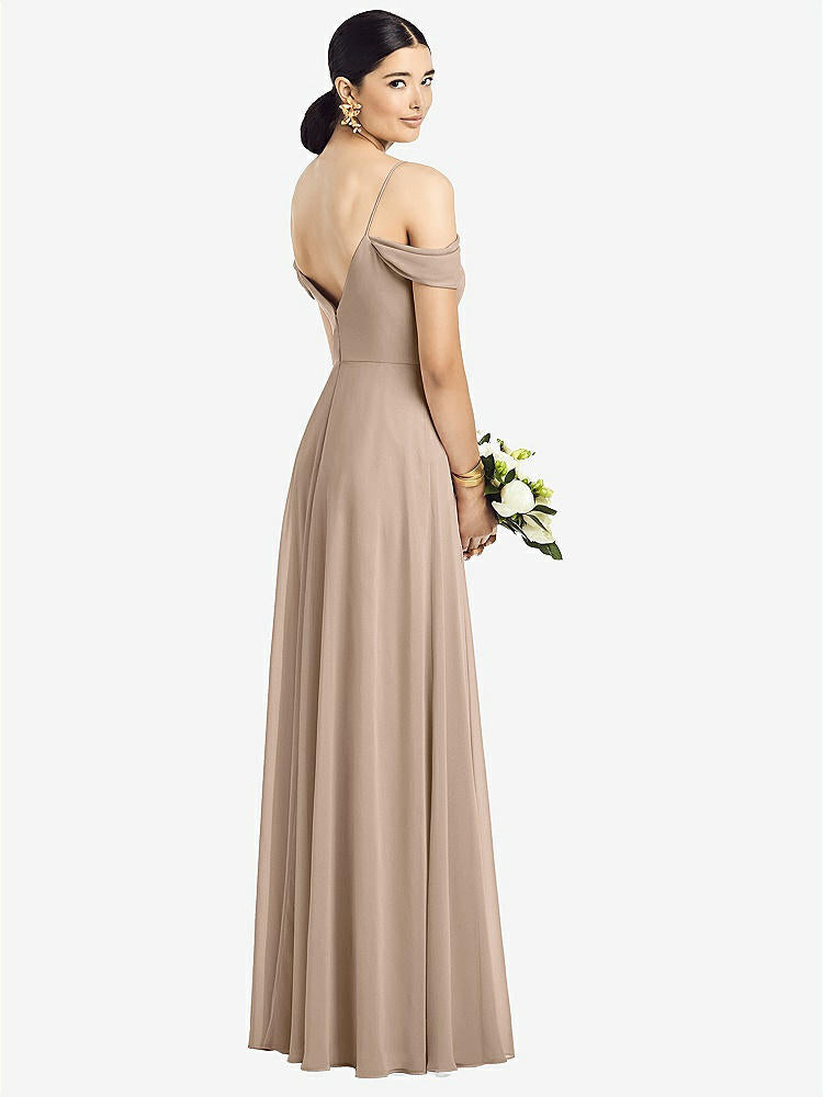 【STYLE: 1526】Cold-Shoulder V-Back Chiffon Maxi Dress【COLOR: Topaz】