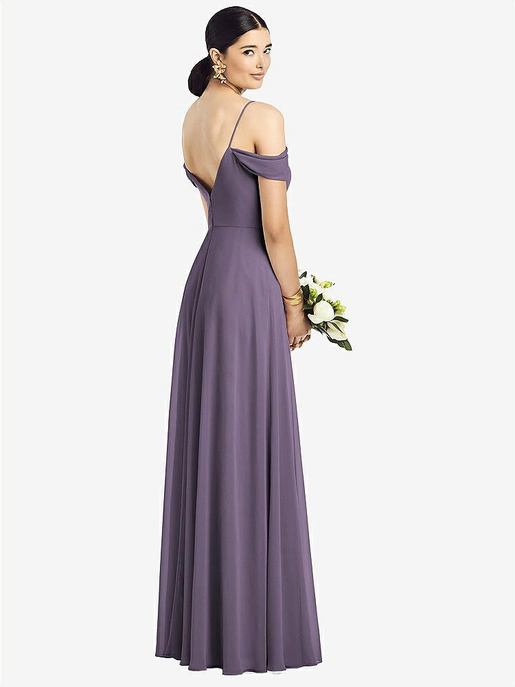 【STYLE: 1526】Cold-Shoulder V-Back Chiffon Maxi Dress【COLOR: Lavender】