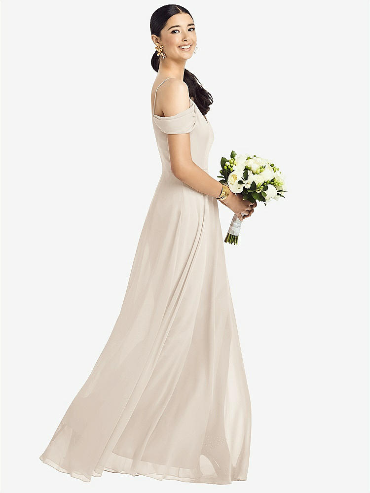 【NEW】【STYLE: 1526】コールドショルダー Vバック シフォン マキシ ドレス【COLOR: Oat】【SIZE: 00-30W】