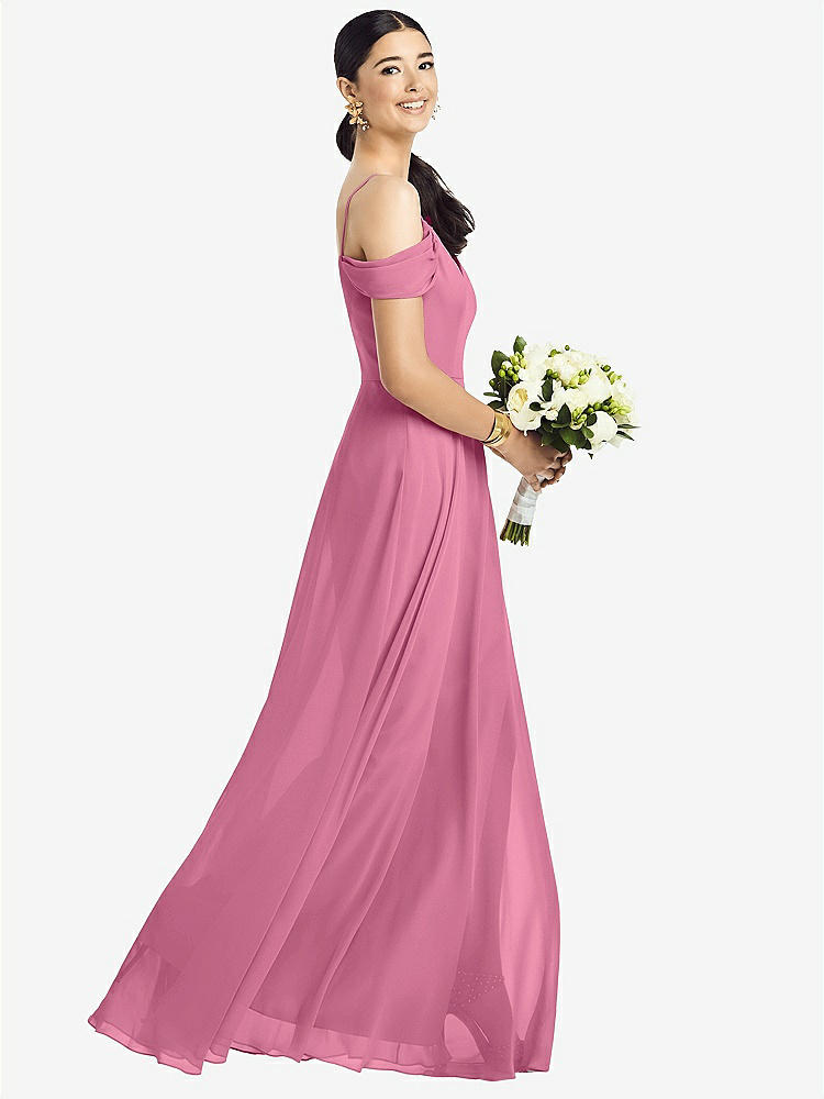 【NEW】【STYLE: 1526】コールドショルダー Vバック シフォン マキシ ドレス【COLOR: Orchid Pink】【SIZE: 00-30W】