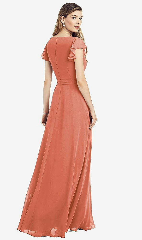 【NEW】【STYLE: 6817】フラッター 袖 フェイク ラップ シフォン ドレス【COLOR: Terracotta Copper】【SIZE: 00-30W】