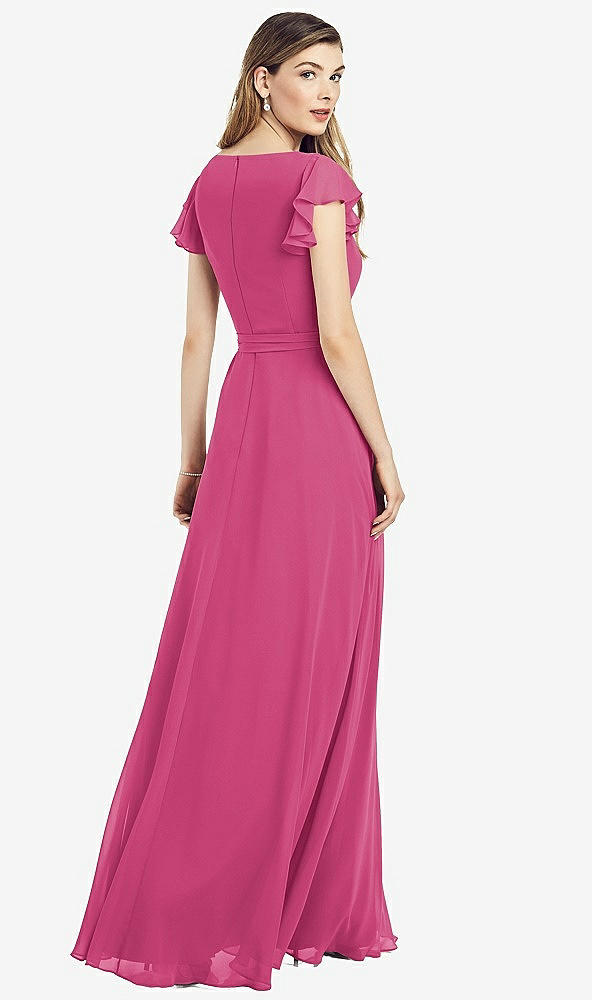 【NEW】【STYLE: 6817】フラッター 袖 フェイク ラップ シフォン ドレス【COLOR: Tea Rose】【SIZE: 00-30W】